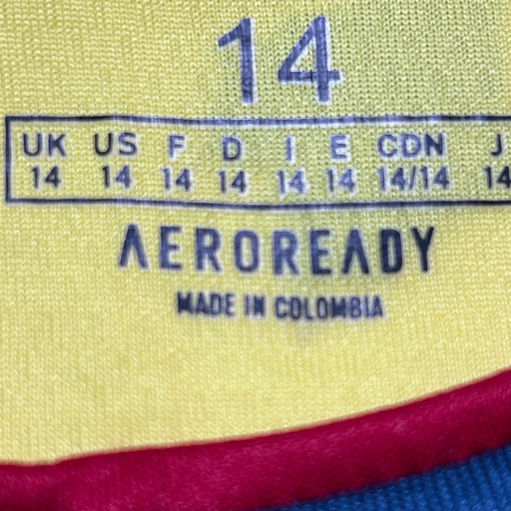 adidas Yellow Colombia Kids Soccer Jersey with Red and Blue Trim - Picture 16 of 16
